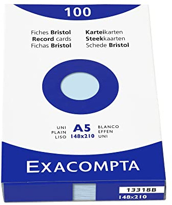 Exacompta Box 100 Karteikarten Blanko Ungelocht Azurblau 148x210 mm