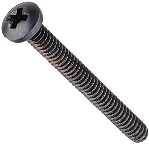 Small Parts Steel Pan Head Machine Screw, Black Oxide Finish, Meets ASME B18.6.3, #1 Phillips Drive, #4-40 Thread Size, 1 Length, Fully Threaded, Import (Pack of 100)