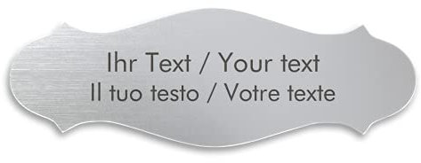 Personalisiertes Klingelschild mit Gravur aus Acryl in Edelstahl-Optik - 130 x 47 mm, geschwungen, silber-metallic - Türschild, Namensschild