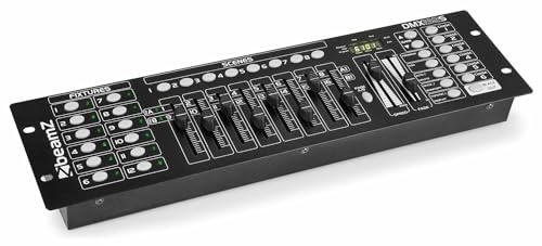 BeamZ DMX192-S - Lichtmischpult, DMX Controller Musikgesteuert mit 192 Kanälen, 12 Geräte mit 16 Kanälen, 19 Zoll, 6 Chase Programme, DMX Mixer Lichtsteuerung, DMX Mixer für Lichttechnik