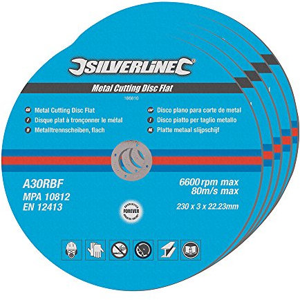 Silverline 186810 Disques à tronçonner Métal lot de 5 (230 x 3 x 22,2 mm)