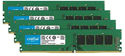 Crucial CT4K16G4DFD824A - Kit de Memoria RAM de 64 GB (16 GB x 4, DDR4, 2400 MT/s, PC4-19200, DR x8, DIMM, 288-Pin)