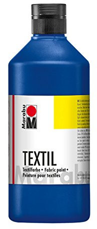 Marabu 17160075052 - Pintura textil azul medio 500 ml, pintura textil a base de agua, para tejidos ligeros, lavable hasta 60°C, tacto suave, fácil de fijar con la plancha o al horno