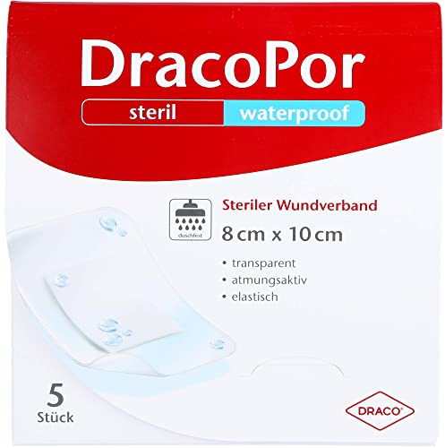DracoPor steriler Wundverband waterproof 8 cm x 10 cm transparent, 5 Stycke Sårförband