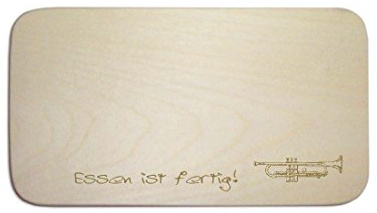 Frühstücksbrettchen « TROMPETE » mit persönlicher Wunschgravur - Brett Frühstücksbrett Frühstück Schneidebrett - Geschenk Posaune