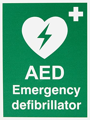Seco AED Notfall-Defibrillator-Schild, 150 mm x 200 mm – 1 mm, halbstarrer Kunststoff