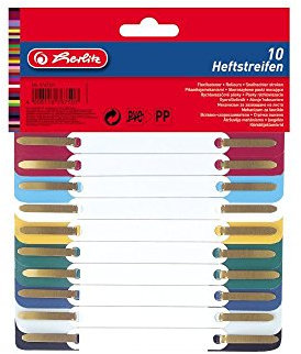 Herlitz 8767501 Streifen PP 3,4 x 15 cm, 10 Stück, farbig sortiert bunt, 100 Stück