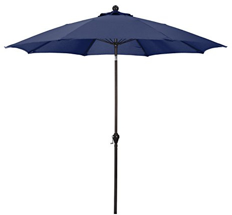 California Umbrella Astella ALUS906117-P04 Alus Series 9 ft. Economy Market Umbrella – Navy Blue/Bronze