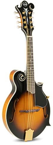 GEWA Mandoline F-2 Premium - Massive Fichtendecke - Boden/Zarge massiver Ahorn - Boden geflammt - Inkl. Premium Koffer - Vintage Sunburst Hochglanzlackierung