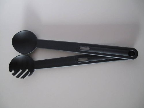 TUPPERWARE Griffbereit Combinette schwarz Salatbesteck Pastazange Pasta Zange