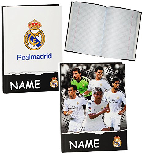 alles-meine.de GmbH Notizbuch/Tagebuch - kariert A5 - Real Madrid - Fußball Verein - incl. Namen - Hardcover gebunden/Dickes Buch/Kladde z.B. für Geheimnisse - Reisetag..