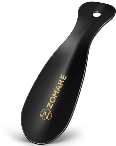 ZOMAKE Calzador Pequeño - Calzador de Metal 19CM,Calzador de Zapatos Corto Portátil Para Personas Mayores Con Colgante Agujero Fácil de Utilizar(Negro)