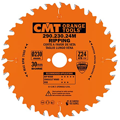 CMT ORANGE TOOLS 290.230.24M - HANDKREISSÄGEBLATT - LÄNGSSCHNITT 230X2.8X30 Z=24 10° WECHSELZAHN