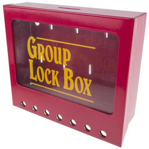 Brady Wall-Mount Group Lock Box for Lockout/Tagout, Small, 7 Height, 8 Width, 2-1/4 Depth,105714,Red