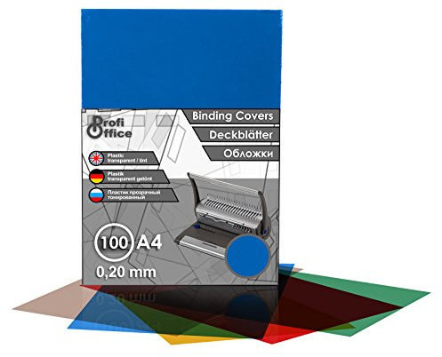 ProfiOffice® Deckblätter, DIN A4, transparent-blau, glänzend, 0.20 mm, 100 Stück(59005)
