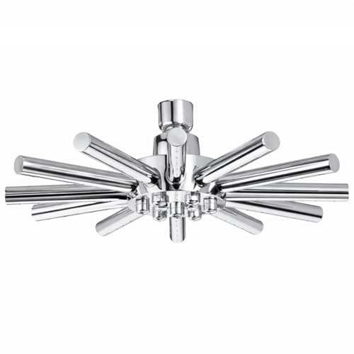 Fromac - Sternförmige Regendusche Ø 230 mm aus massivem Messing – schwere Kopfbrause verchromt – 90 Düsen, Kugelgelenk, 1/2 Zoll IG – Design Duschkopf Made in Italy
