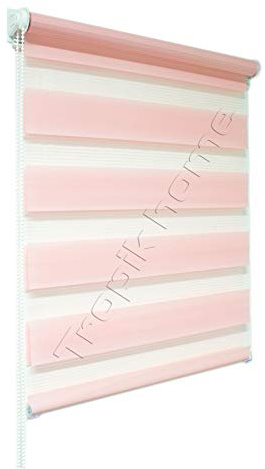 Pink Day and Night Zebra/Vision Window Roller Blind, Choice of 16 Width Sizes 93.5cm Wide x 150cm drop