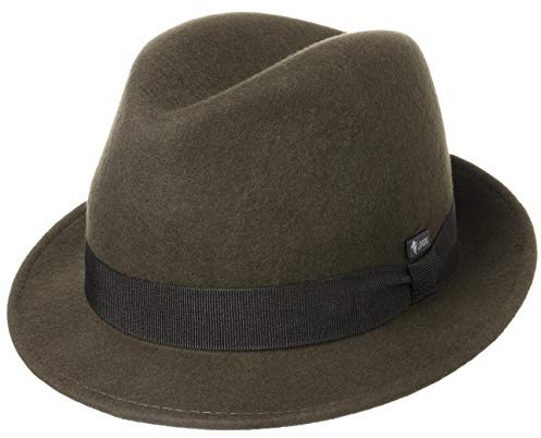 Lipodo Kinderhut aus Wollfilz - Trilby Made In Italy - Filzhut mit Ripsband - Wollfilzhut Sommer/Winter - Fedora für Kids - One Size 52-53 cm (One Size, Oliv)