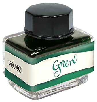 ONLINE Ink Green, Ink Bottle 15 ml, Colourful Fountain Ink for Calligraphy, Handlettering, Writing Ink, Ink Bottle for Converter, Waterbased Ink