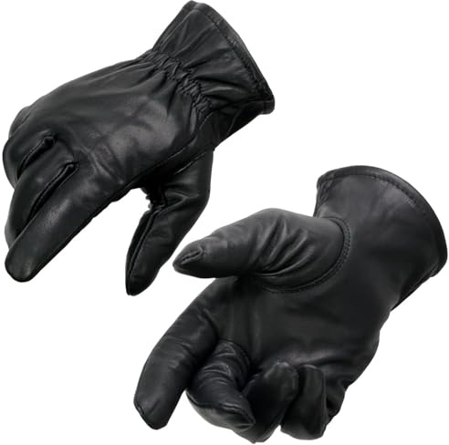 Milwaukee Leather SH734 Men's Black Thermal Lined Leather Motorcycle Gloves w/Cinch Wrist Closure - Large