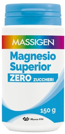 Massigen - Magnesio Superior Zero Zuccheri, Integratore Salino, Basso Contenuto Calorico, Riduce Stanchezza e Affaticamento, 150 g in Polvere