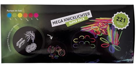 KNIXS Knicklicht Pack für Erwachsene- 100 bunte Leuchtstäbe im 6-Farbmix mit viel Zubehör
