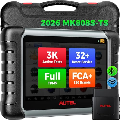 Autel MaxiCOM MK808S-TS Scanner, TPMS Completa Comprobar/Activar/Reaprender, MX-Sensores de Programación, BT Sistemas de Diagnóstico Completo, Prueba Activa, 28+ Servicios, AutoAuth para FCA SGW