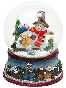 Bella piccola palla di neve con pupazzo di neve con sciarpa rossa, dimensioni ca. 8,8 x 7 cm/Ø 6,5 cm