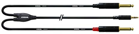 Cordial Y-Kabel Stereo-Miniklinkengurt/2 Monoklinkenbuchse 1,5 m, CFY1.5WPP, Schwarz
