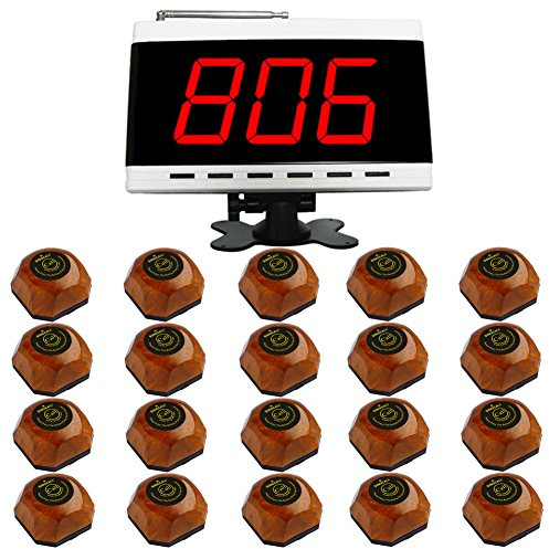 SINGCALL Drahtloses Rufsystem für Restaurant und Kellner | komplettes Set bestehend aus 1 Hostrechner und 20 Piepsern – ideal für Gastronomie – Service-Rufanlage mit großer Reichweite
