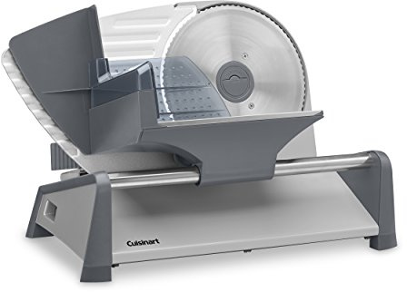 Cuisinart Kitchen Pro Food Slicer, Meat Slicer with Slice Control Knob Adjusts from 1/32 to 1/2 to Slice Bread, Roasts, and Firm Cheeses, Removable 7.5 Stainless Steel Cutting Blade, FS-75, Gray