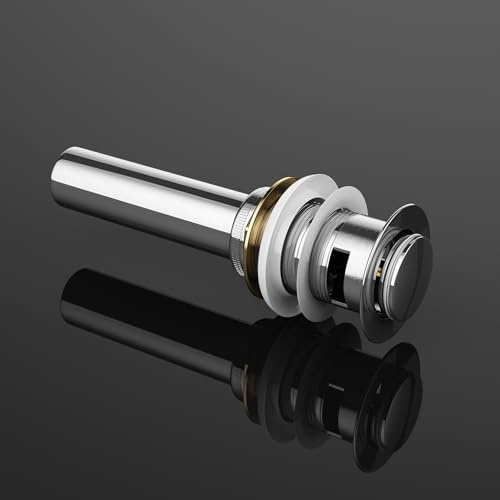 doporro Waschbeckenstöpsel Waschbecken & Waschtisch Stöpsel Ø 62mm | Druckknopf Pop-Up Ventil PU002 chrom | Ablaufgarnitur Abflussstopfen mit Überlauf