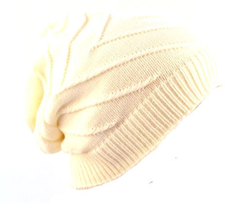 k.a. Beanie XXL Long Slouch Beanie Unisex Strickmütze Doppelstrick Wintermütze (cremeweiß)