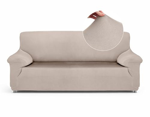 Textilhome Housse Canapé Extensible Universelle TEIDE 3 Places Ivoire