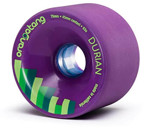 Orangatang Durian 75 mm 83a Freeride Longboard Skateboard Wheels (Purple, Set of 4)