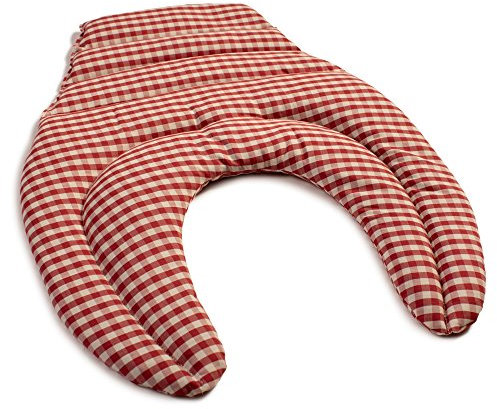 Nackenhörnchen mit Rückenteil - Kirschkernkissen - Nackenkissen - Rücken Wärmekissen - Bio-Stoff rot-weiß