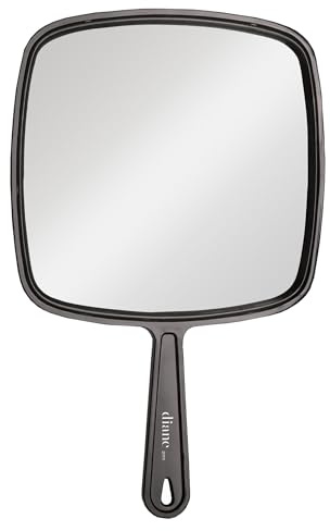 Diane Professional Quality Hand Held Mirror with Handle, Single Sided Vanity Makeup Mirror for Women, Men, Salon, Barber, Shaving, and Travel, Large 9 x 12.75 in Black