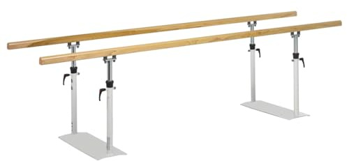 Sport-Tec Gehbarren Standard 3 m aus Holz – höhenverstellbar 75–108 cm, Stabiler Stahlrahmen, Holmenabstand 30–58,5 cm, bis 140 kg belastbar, platzsparend zusammenschiebbar, Reha & Therapie