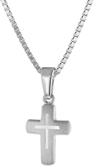 trendor Kinder-Halskette mit Kreuz 925 Silber 48870 | Kette für Mädchen und Jungen, Silberkette mit Kreuz-Anhänger, Kreuzkette für Kids