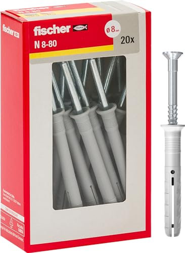 Fischer Tasselli prolungati a Battere N 8x80 Y Fissaggio a percussione con chiodo premontato per Pieno, semipieno e calcestruzzo