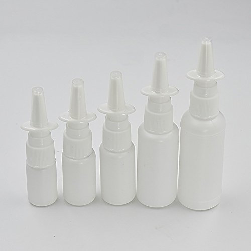 20 botellas vacías con atomizador nasal, color blanco, de 10 ml, 15 ml, 20 ml, 30 ml, 50 ml, 10 ml
