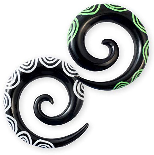 Fly Style Piercing Ohr Expander aus Horn und Knochen - Dehnstab Dehnschnecke Dehnspirale Dehnungsschnecke Dehnsichel, Grösse:10 mm, Modelle:Modell B