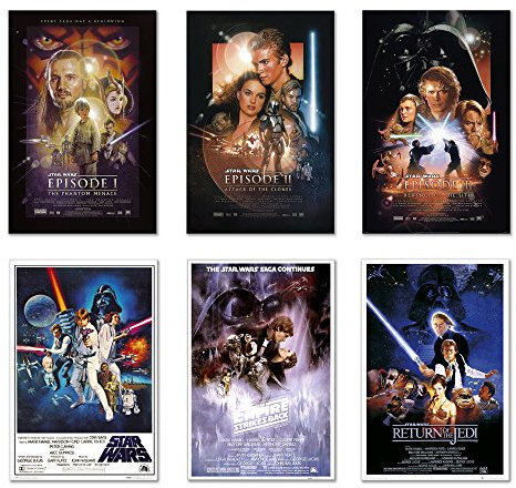 POSTER STOP ONLINE Star Wars Episode I, II, III, IV, V & VI - Movie Poster Set (6 Individual Full Size Movie Posters) (Size 24 x 36 each)