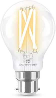 4lite Smart A60 B22 Clear Filament LED Bulb (8W) Dimmable 850Lm 2700-6500K Tuneable White, Wi-Fi/Bluetooth Controlled with Bayonet Fitting - 4l1/8009