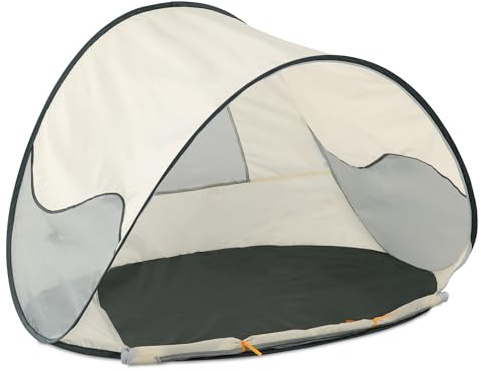 Deryan Strandzelt Pop Up - Leichtgewicht - 50% UV-Schutz - Inklusive Pflöcke und Tragetasche - Creme