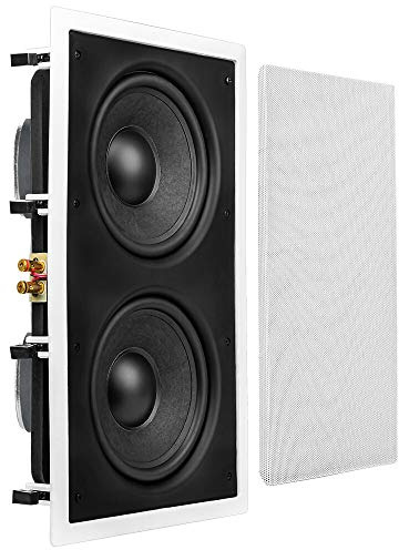 OSD Audio Dual 8 in Wall Subwoofer 350W Reinforced Back Bridge, Easy Install, Paintable Grill, IWS88