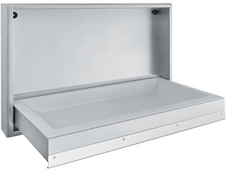 KEMMLIT Alacant horizontal Wickeltisch- klappbar als Wandwickeltisch, Chrom, Edelstahl, 91 x 13,5 x 57,6 cm