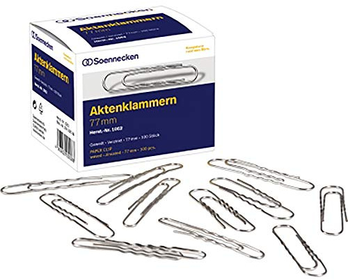 Soennecken Aktenklammer 1062 77mm gewellt verzinkt 100 St./Pack.