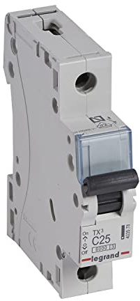 Legrand 403578, Interruptor Automático Magneto Térmico, 1P, 25A, Curva C, 6 kA, 1 módulo, TX3