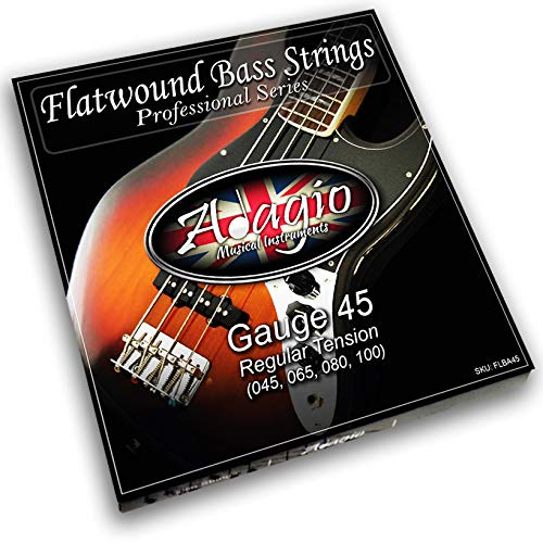 Flatwound ADAGIO PRO - Cuerdas para bajo eléctrico 45-100, níquel estándar, calibre regular